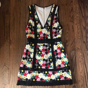 alice+olivia Zula lace v-neck mini dress
